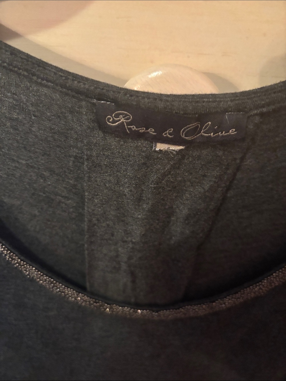 Rose and Olive boutique Charcoal Gray Long-Sleeve Scoop Neck Top - Picture 2 of 3